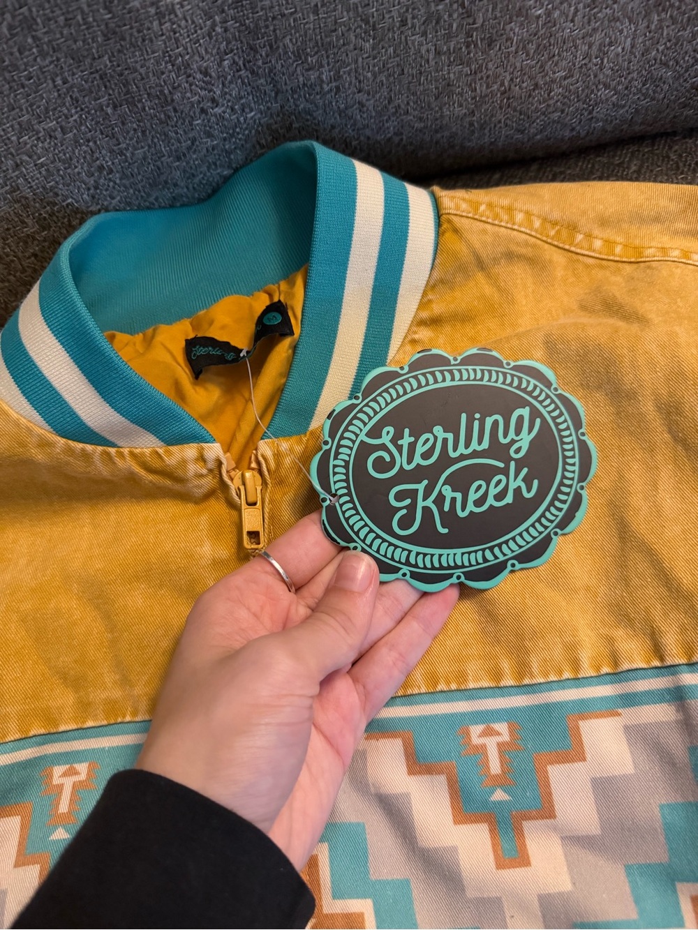 Adult Yellow Aztec-Trim Bomber Jacket - Picture 3 of 4
